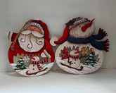 Figurină din lemn Moș Crăciun și om de zăpadă 2/set 10cm